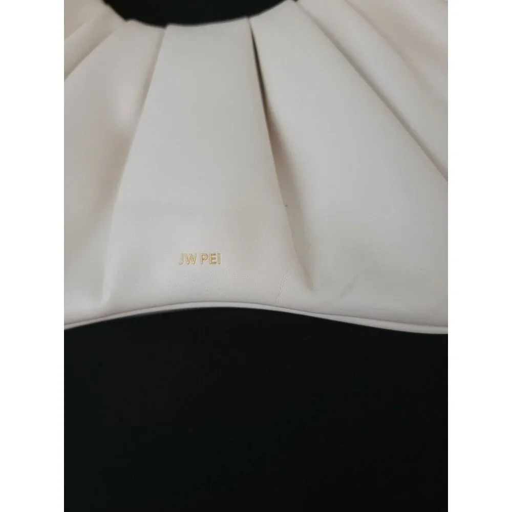 JW Pei GABBI Ivory Pleated Vegan Leather Ruched Handle Hobo Bag - Picture 3 of 7